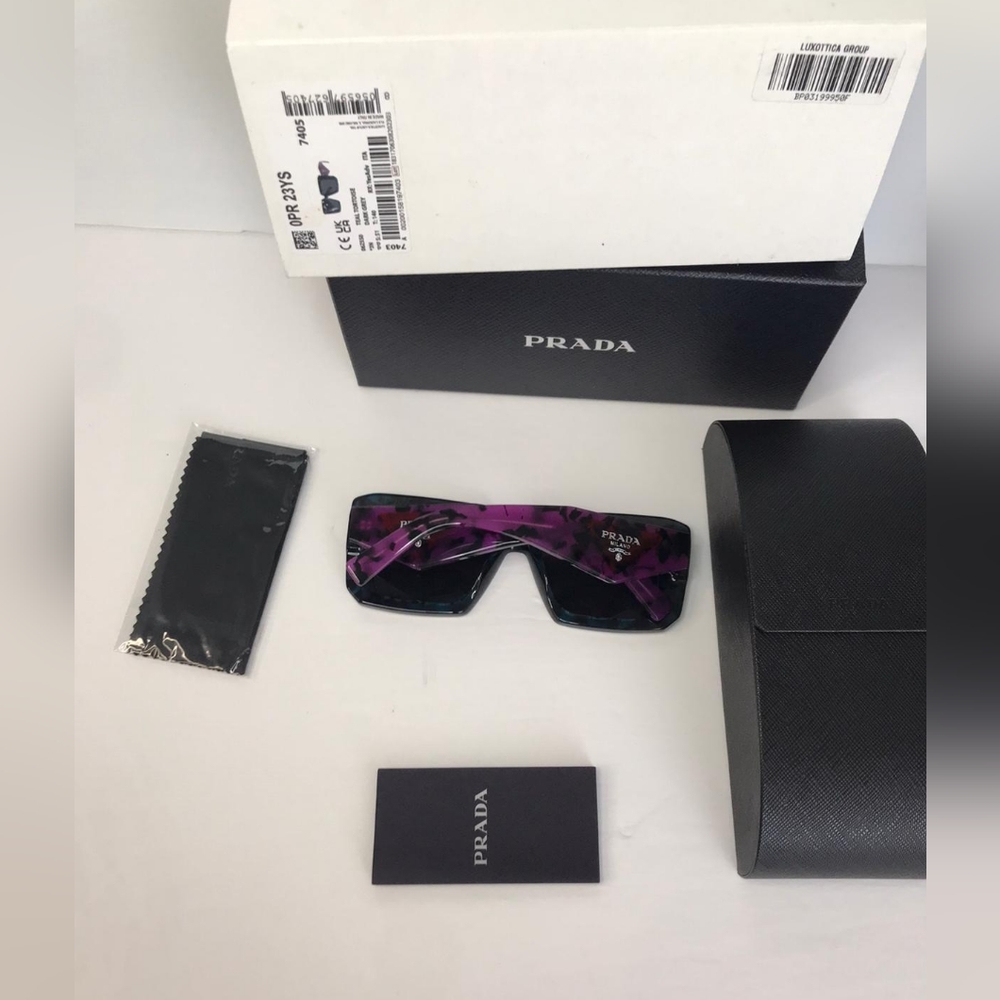 New- 💯 - Original PRADAAcetate Symbole Sunglasses SPR 23Y Slate Grey Pur - Picture 9 of 15
